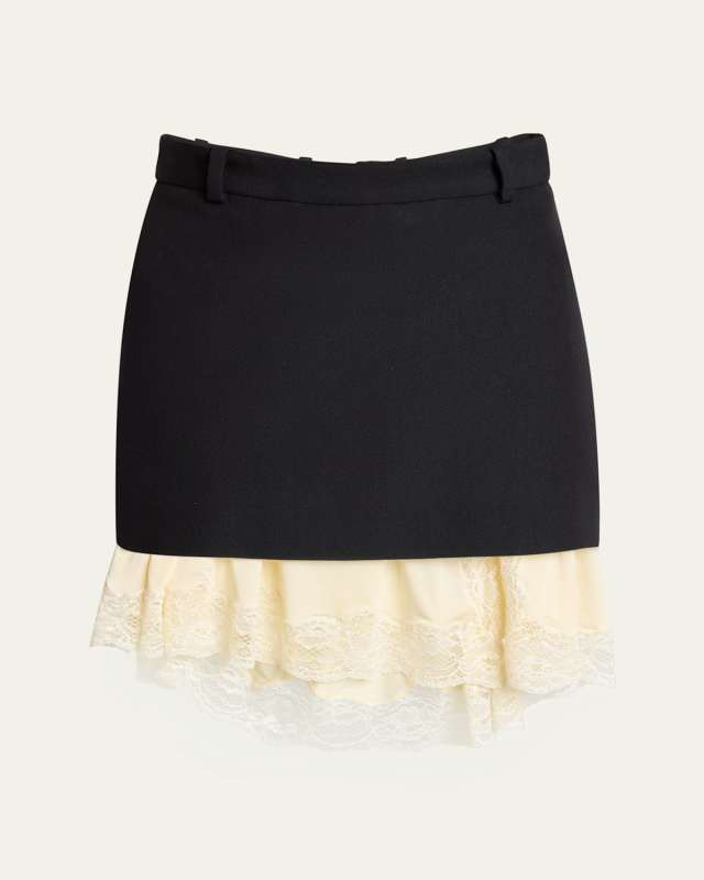Lingerie Mini Tailored Wool Skirt